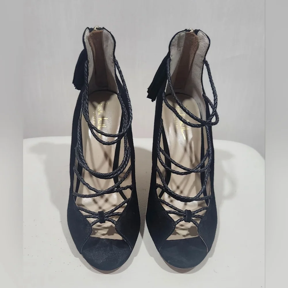 Nicole Miller Artelier Turin black leather suede Elegant Black Women's Heels